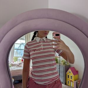 Striped Polo Shirt - Red and White Size Medium